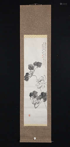 A CHINESE INK LOTUS PAINTING