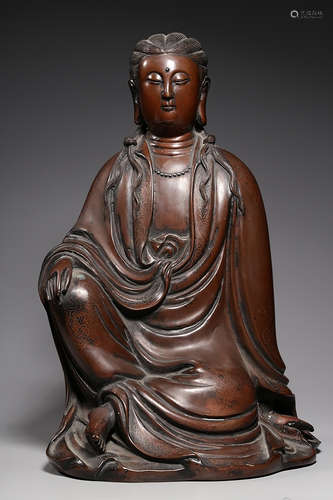 SILVER FILIGREE BRONZE CAST 'BODHISATTVA' SEATED FIGURE