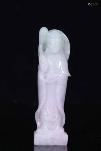 JADEITE CARVED GUANYIN STANDING FIGURE