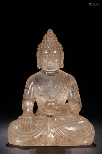 CRYSTAL CARVED BHAISAJYAGURU SEATED FIGURE