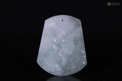 JADEITE CARVED 'LANDSCAPE SCENERY' PENDANT