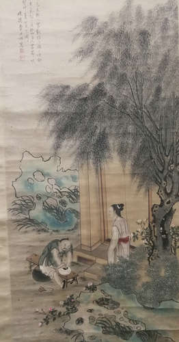 A CHINESE FIGURE PAINTING SCROLL, FEI DANXU MARK