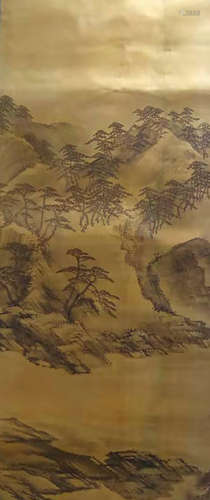 A CHINESE GILT LANDSCAPE PAINTING