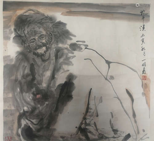 A CHINESE FIGURE PAINTING,WU SHANMING MARK