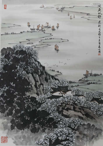 A CHINESE PAINTING SCROLL, SONG WENZHI MARK