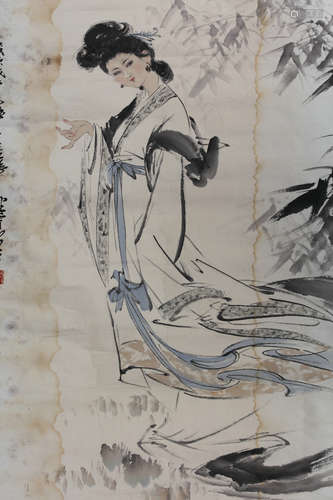 A CHINESE FIGURE PAINTING, LIU JIYOU MARK