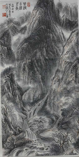 A CHINESE LANDSCAPE PAINTING, ZHANG DING MARK