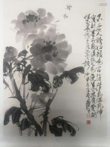 A CHINESE FLOWERS PAINTING, HUANG ZHOU MARK