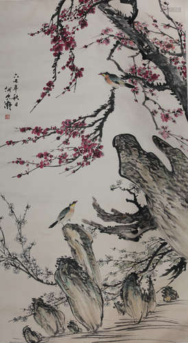 A CHINESE PAINTING SCROLL, HE XIANGNING MARK