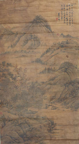 A CHINESE PAINTING SCROLL,WANG YUANQI MARK