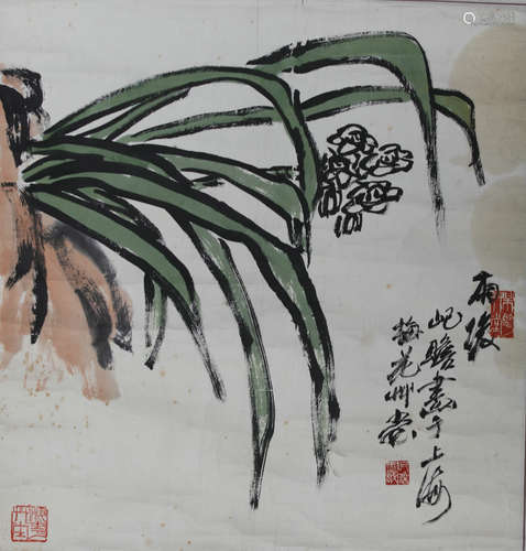 A CHINESE PAINTING SCROLL,ZHU QIZHAN MARK