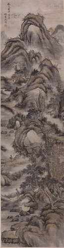 A CHINESE LANDSCAPE PAINTING SCROLL, SHEN ZHUO MARK