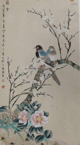 A CHINESE SNOW PAINTING SCROLL, YU JIGAO MARK