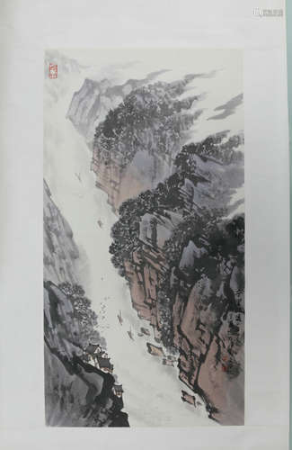 A CHINESE PAINTING SCROLL,SONG WENZHI MARK