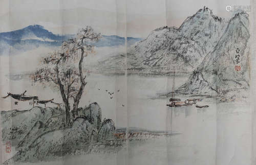 A CHINESE LANDSCAPE PAINTING,YA MING MARK