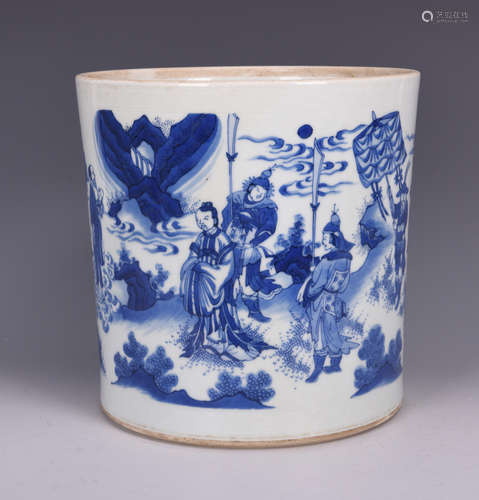 BLUE AND WHITE 'PEOPLE' BRUSH POT