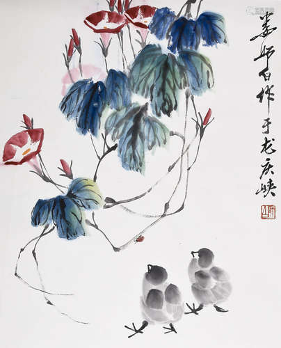 娄师白 花鸟 设色纸本镜心