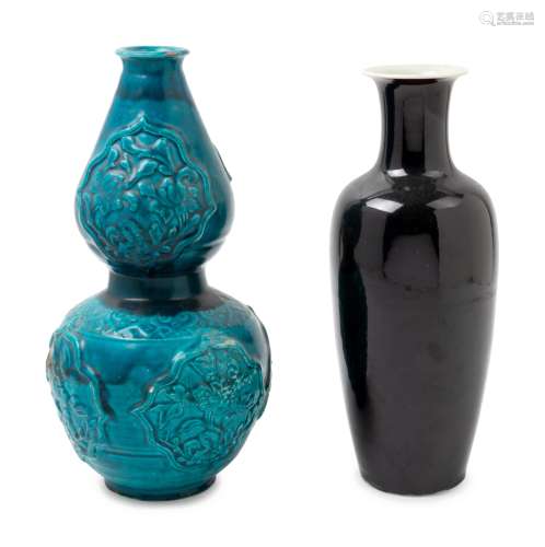Two Chinese Porcelain Vases Height of taller 14 inches,