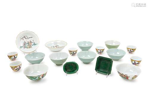 Eighteen Chinese Porcelain Cups and Bowls Diam of