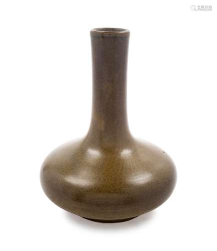 A Chinese Teadust Glazed Porcelain Bottle Vase Height 7