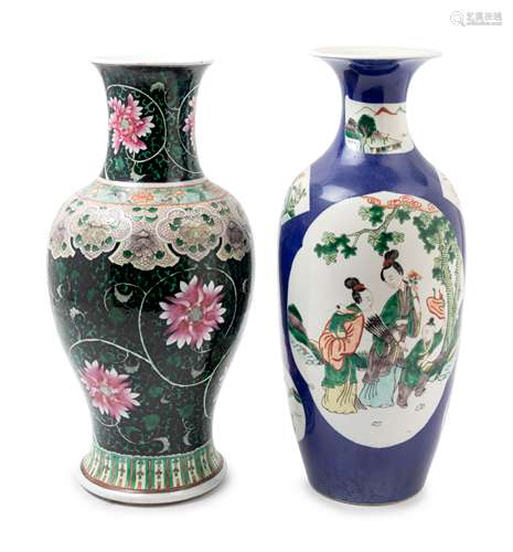 Two Chinese Porcelain Vases Height of taller 18 inches,