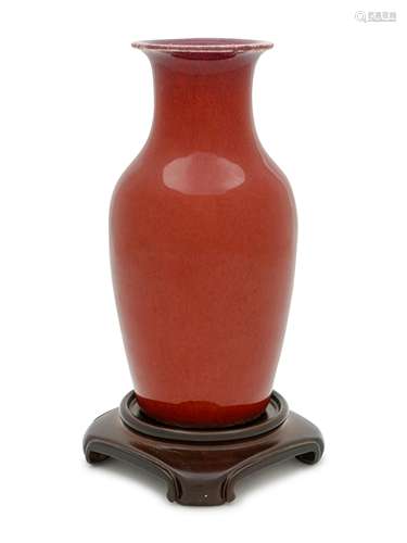 A Chinese Sang-de-Boeuf Glazed Porcelain Baluster Vase