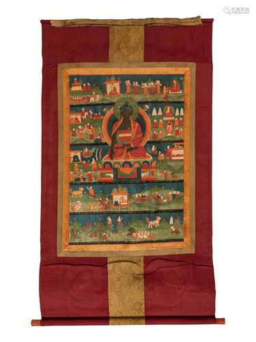 A Tibetan Thangka Image: 30 3/4 in. x 19 3/4 in., 78 x