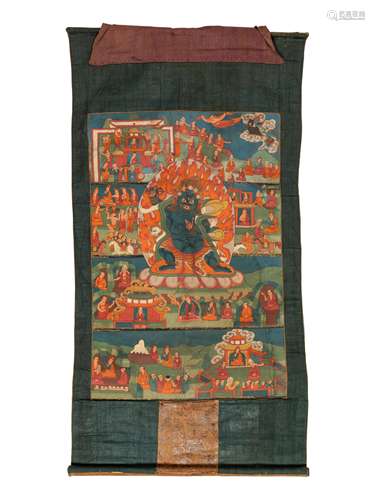 A Tibetan Thangka Image: 24 x 16 1/4 in., 60 x 41.2 cm.