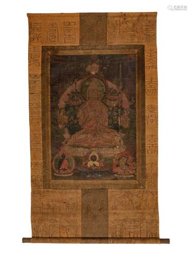 A Tibetan Thangka Image: 25 3/4 x 17 1/2 in., 65.5 x