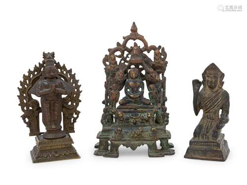 Three Indian Bronze Figures of Deities Height of