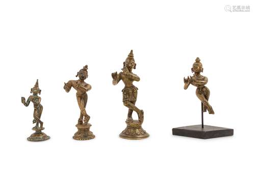 Four Indian Bronze Figures of Musicians Height of