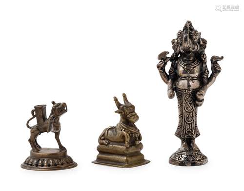 Three Indian Bronze Figures Height of largest 7 1/2