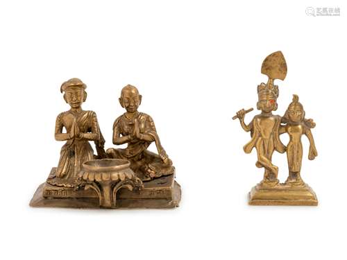 Two Indian Bronze Figural Groups Length of larger 4 3/4