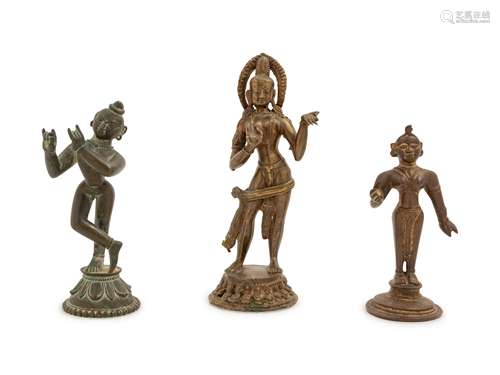 Three Indian Figures of Standing Deities Height of