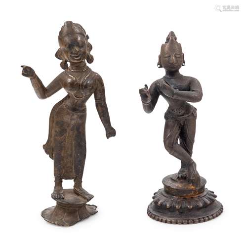 Two Indian Bronze Figures  Height of larger 7 in.,