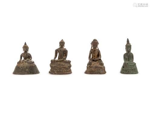 Four Thai Bronze Figures of Buddha Height of largest 4