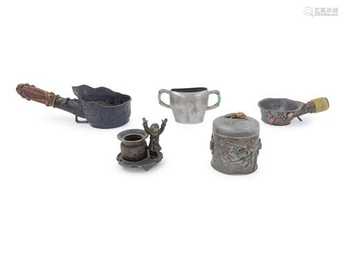 Five Chinese Metal Wares Length of longest 10 in., 25