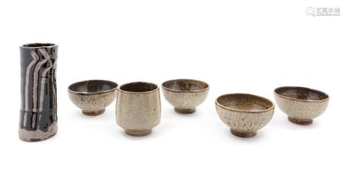 Six Japanese Pottery Wares Tallest: height 8 1/8 in.,