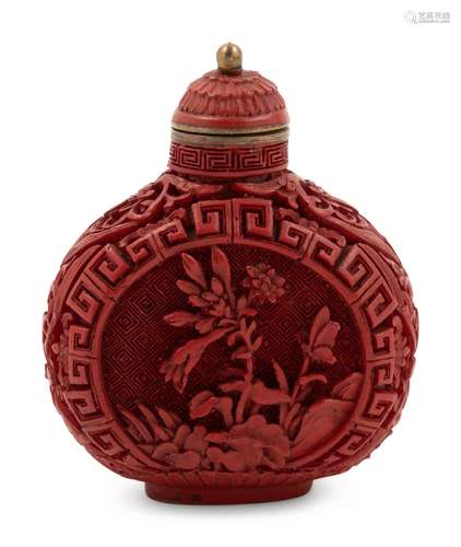 A Chinese Cinnabar Lacquer Snuff Bottle