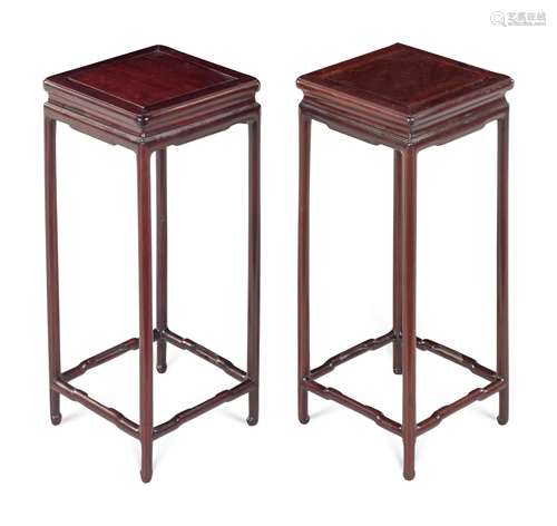 A Pair of Chinese Hardwood Rectangular Stands Height 21