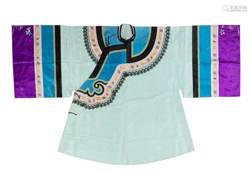 A Chinese Pale Blue Ground Gauze Embroidered Silk