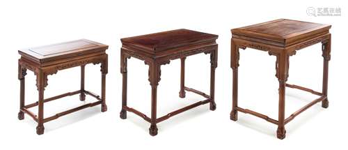 A Set of Three Chinese Rosewood Nesting Tables  Height