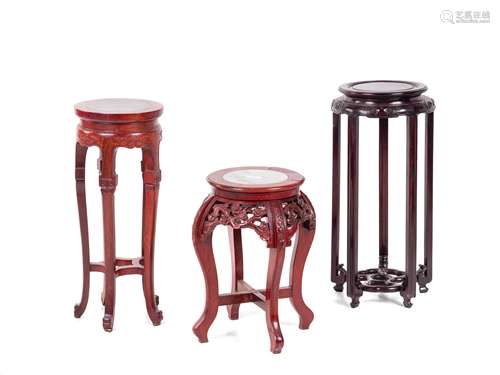 Three Chinese Hardwood Circular Stands Height of