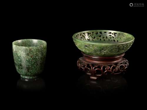 Two Chinese Spinach Jade Scholar's Objects Diameter of