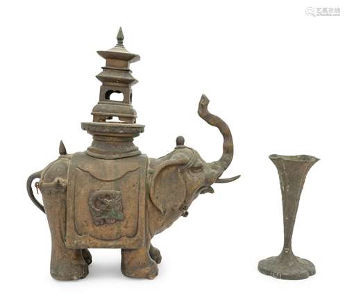 Two Japanese Bronze Articles Height of taller 15 3/4