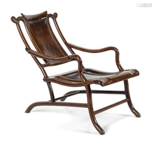 A Chinese Rosewood Lounging Chair Height 32 5/8 x width