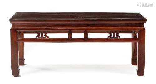 A Chinese Rosewood Bench  Height 19 x width 44 1/2 x