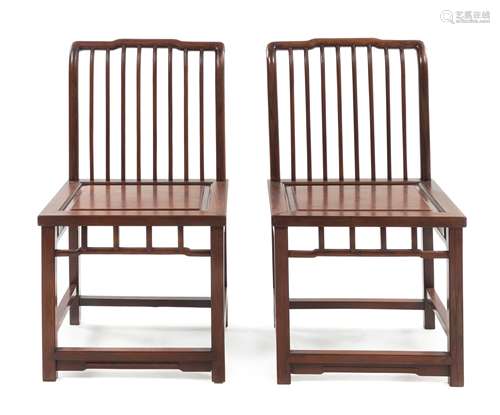 A Pair of Chinese Rosewood Chairs Height 36 x width 20