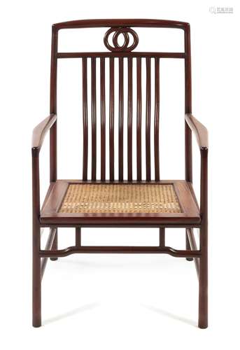 A Chinese Rosewood Armchair Height 30 x width 24 1/2 x