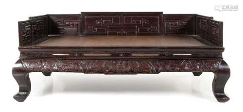 A Chinese Hardwood Couch Bed, Luohan Chuang Height 36 x